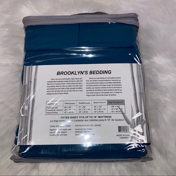 ⭐️SALE⭐️King 6pc Cyan Bedsheets - Picture 4 of 5